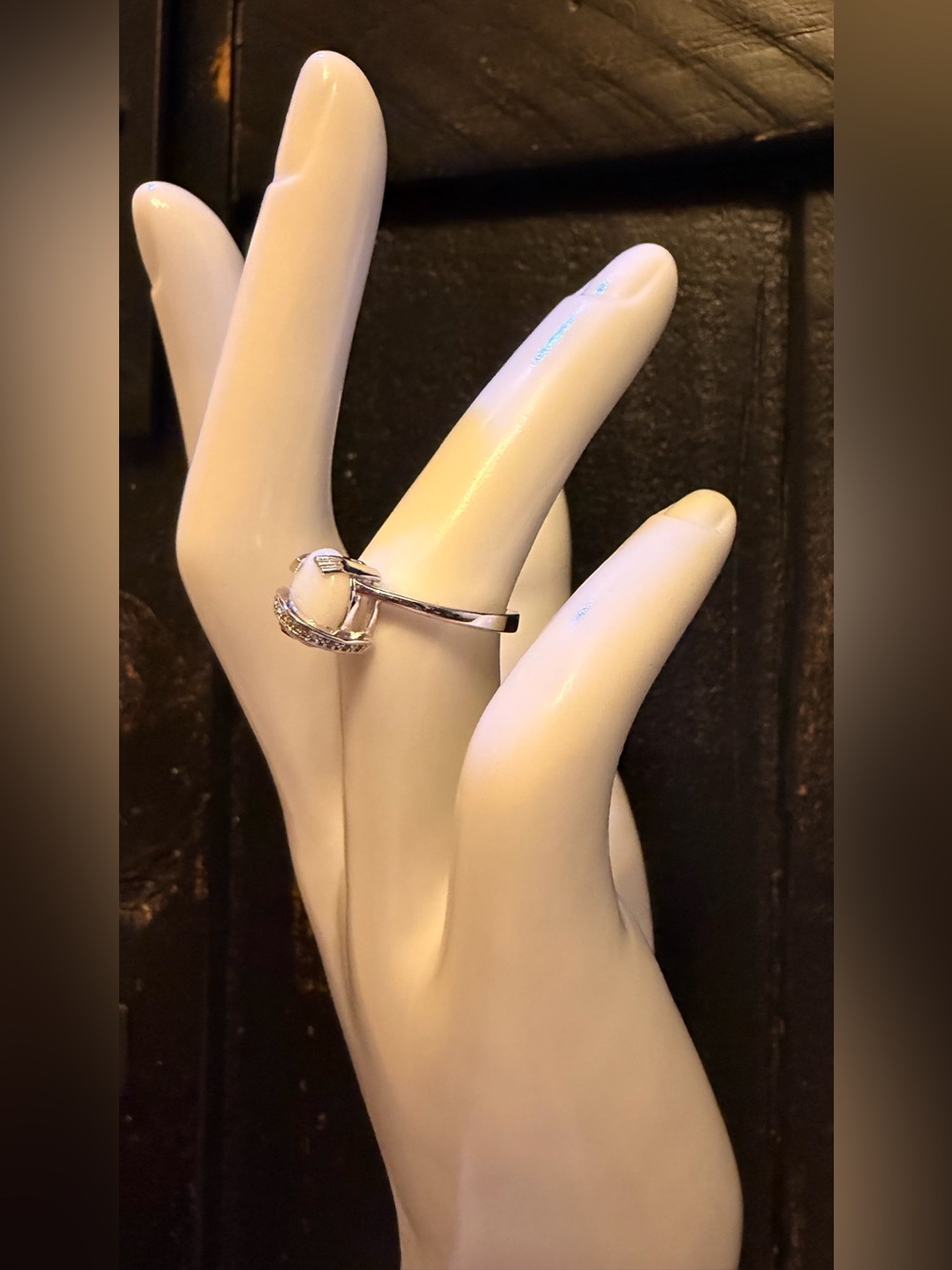 ✨ Opal & White Topaz Ring | 14K White Gold Plated 925 Sterling Silver | Size 7 - Picture 3 of 9
